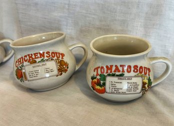 4 Vintage Recipe Soup Mugs