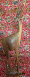 Hand Carved Ibex Wooden Statue