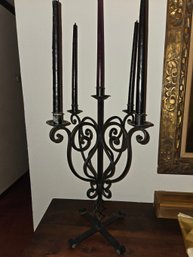 Black Metal Candelabra With 5 Black Candles
