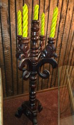 Wood Tall Standing Candelabra About 48 In H X 18 In W