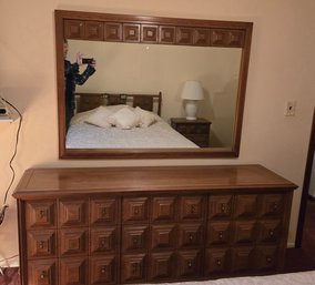 MCM Wood Long Dresser With Mirror