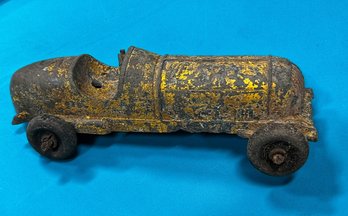 Antique Cast Iron Yellow Race Car Toy