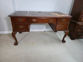 Chippendale-Style Ball & Claw Writing Desk With Leather Top (As-Is  Leather Needs Replacement)
