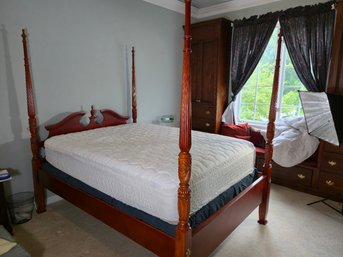 Cherry Four-Poster Queen Bed  Carved Posts With Turned Finials