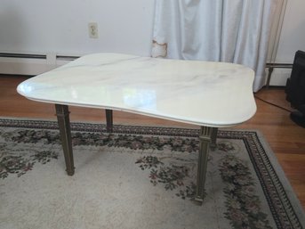 Vintage 1960s MCM Hollywood Regency Faux Marble Coffee Table – Sculptural Shape