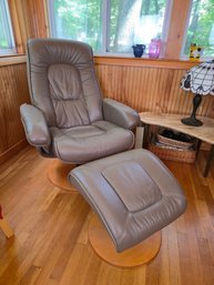 Chairworks Leather Lounge Chair W/ Matching Ottoman