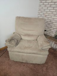 Oversized Upholstered Recliner Chair W/ Extended Footrest – Needs Cleaning