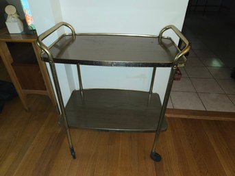 Vintage Cosco Rolling Bar Cart / Serving Cart – Brass Tone 2-Tier Retro MCM Style