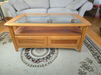 Riverside Furniture Glass Top Coffee Table W/ Shelf & 2 Drawers – 48'