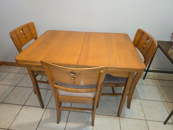 Vintage 1940s/50s Wood Dinette Table W/ 3 Chairs – Retro Kitchen Set