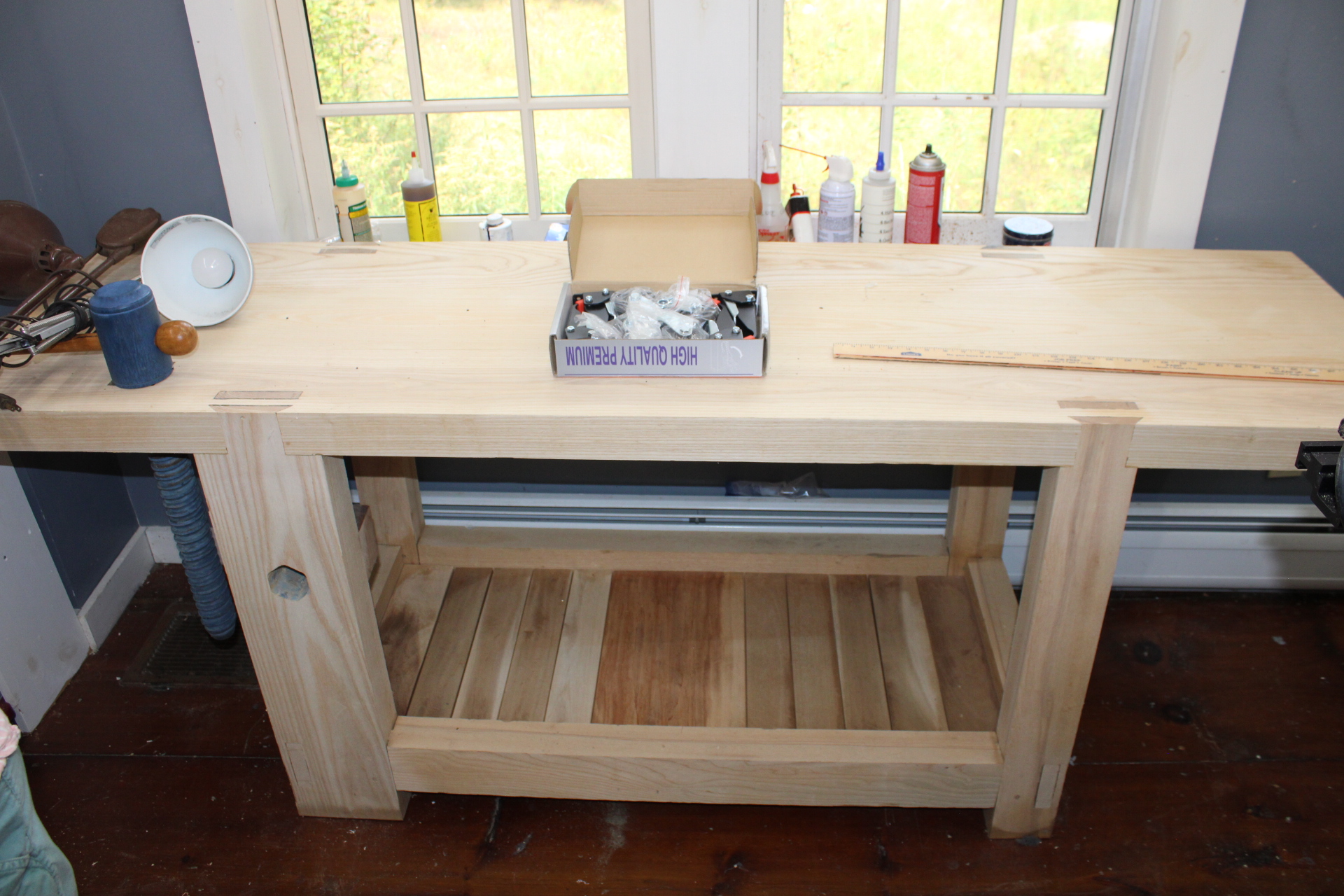 Nearly Finished ASH Wood Work Bench, With Lights Well Made, Sturdy ...