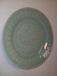Vintage Japanese Koi Fish Plate, Similar To A Jadeite In Color, Marked, See Pics