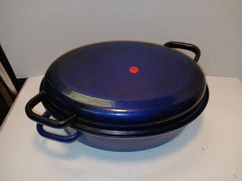 Dark Blue Enamel Roasting Pan With Multipurpose Lid, See Pics