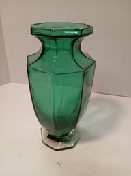 Royal Gallery Green Crystal Vase, Heavy, See Pics