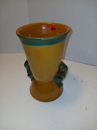 Vintage Austrian Pottery Vase With Leaf Detail, See Pics