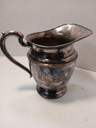 Vintage Silver Plate Water Pitcher, 8 Inches Tall, Will Polish Up Well, See Pics