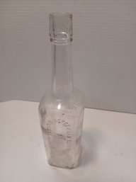 Clear Vintage French Remedy For Colds, Throat And Lung Troubles Glass Bottle, Lynn Mass