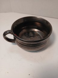 Vintage Dorothy Long Soup Crock, Black Glazed Redware, 1985, See Pics