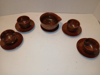 Lot Of 4 Tea Cups, 4 Saucers, And Lipped Bowl, Small Chip On Bowl, See Pics