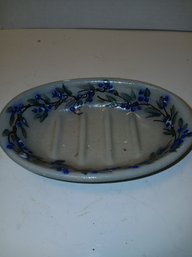Salmon Falls Pottery, Blueberry Patterned Soap Dish, 2016, See Pics