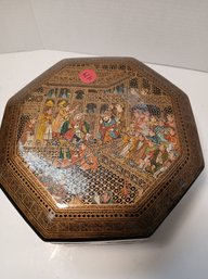 Handmade, Hand Painted, Box With Lid, H.M. Sadiq. Made In Kashmir, See Pics