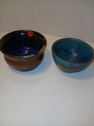 Lot Of Two Pottery Studio Bowls Signed Miriam, See Pics