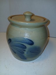Wisconsin Pottery, Cookie Jar, Salt Glazed Pottery Jar With Lid, 1989, See Pics