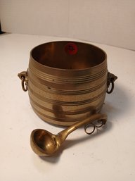 Vintage Decorative Brass Bowl, Small, With Tiny Ladle, See Pics