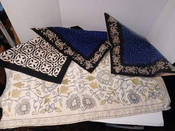Lot Of Two Batik Pillow Covers And One Small Tapestry/table Runner, See Pics