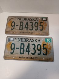 Lot Of Two Nebraska License Plates, 9-b4395, See Pics