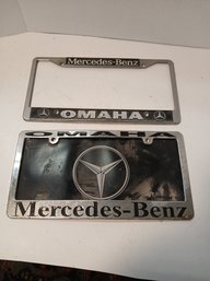 Set Of Two Omaha Mercedes License Plate Covers, See Pics