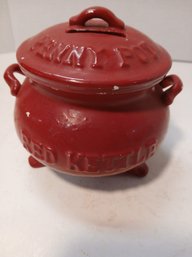 Vintage Penny Pot Ceramic Bank, Red, See Pics
