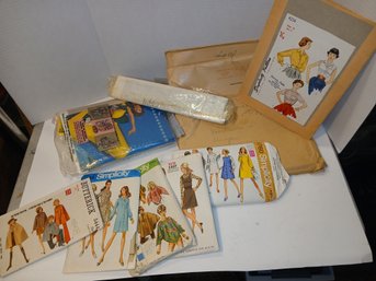 Bag Of Vintage Clothing Patterns, Various Items, Sewing, 60's, 70's Style Clothing, See Pics