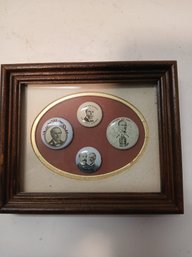 Vintage Framed Collection Of Political Buttons, See Pics