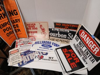 Large Lot Of Vintage, Various Signage And Stickers, Humor, Mancave, Fun Lot, See Pics