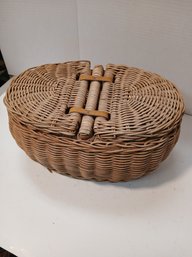 Vintage Two Sided Basket, Fishing, Berry Picking, Decor, See Pics