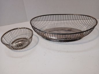 Two Silver Plated Baskets, Sheriden Silver, One Small, One Bread Sized, See Pics