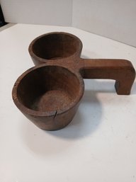 Hand Carved Antique Rustic Container, Handle, Indian, See Pics