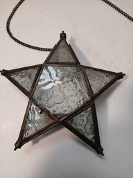 Hanging Glass Star Candle Holder, See Pics, No Cracks