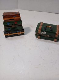 Vintage Two's Company Stacked Luggage Trinket Boxes And Suitcase, See Pics