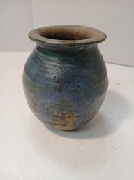 Small Salt Glazed Pottery Vase, Signed KM On Bottom, See Pics