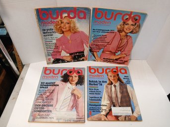 Lot Of 4 Burda Fashion Magazines With Clothing Patterns Inside, See Pics