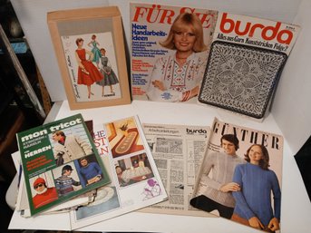 Mixed Lot Of Vintage Fashion Magazines And Patterns, German, See Pics