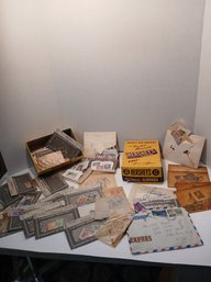 Vintage Hershey's Milk Chocolate With Almonds Box, Filled With Stamps, Cute Bit Of Ephemera