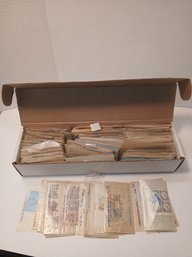 Large Lot Of Loose Stamps In Wax Envelopes In Box, Foreign And Domestic