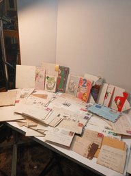 Lot Of Various Correspondence, Super Cute Cards, Newspaper Clippings, Stamps,