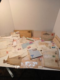 Lot Of Stamps On Envelopes,late 18 To Very Early 1900's, Postcards, Etc..