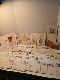Lot Of Used Stamps, Cards, Airmail Envelopes, Various Dates, Etc....