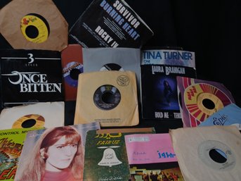 Vinyl - Lot Of 15 Count 45's, Turner, John, Ritchie, Wonder, Pointer Sisters, Survivor Etc, Varied Condition G