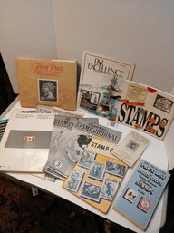 Lot Of Vintage Informational Pamplets On Stamp Collecting, Books Of Stamps